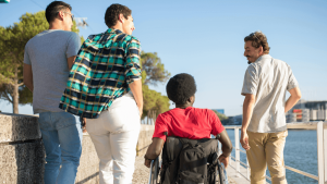 Support group sitting together and talking